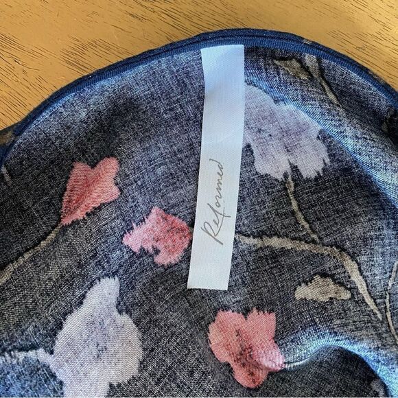 Reformed by REFORMATION X URBAN OUTFITTERS Navy Maxi CutOut Floral Dress Size XS - Picture 8 of 16